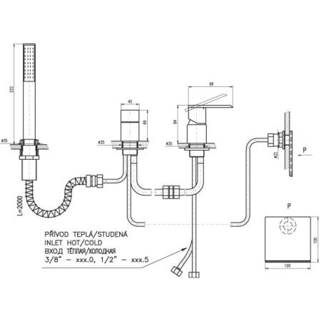 Смеситель RavSlezak Loira LR563.5PZ на борт ванны золото