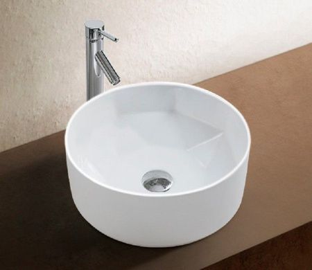 Раковина из сантехнического фаянса CeramaLux 9425 40х40 накладная цвет белый без отверстий под смеситель