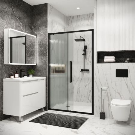 Душевая дверь Grossman Cosmo 100.K33.02.100.21.02 100х195 стекло текстурное профиль черный