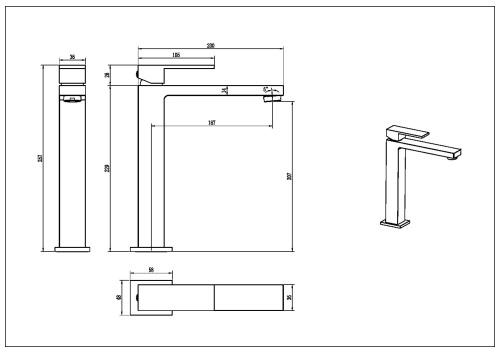 Смеситель Boheme Qubic 472-SGM на столешницу графит глянцевый - фото 2