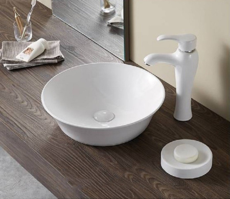 Раковина из санфаянса CeramaLux 9381 42х42 накладная цвет белый