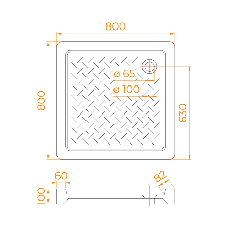 Душевой поддон RGW CER 19170188-01 80х80 керамика белый