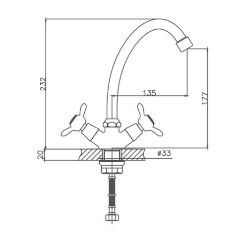 Смеситель для кухни Cron CN4112-2 на мойку хром - фото 3