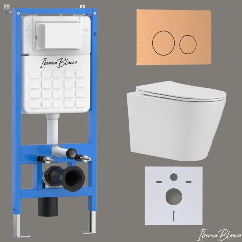 Комплект унитаз с инталляцией и клавишей смыва Iberica Blanca BURGOS ALTO IB001.BRA.234.8172 - фото 2