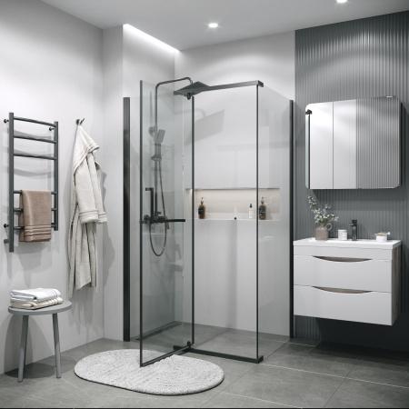 Боковая стенка Grossman Pragma 200.K33.03.100.42.00 100x195 стекло прозрачное профиль графит сатин