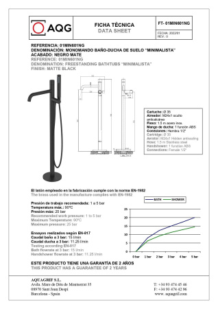 Смеситель AQG Min 01MIN601NG напольный черный матовый