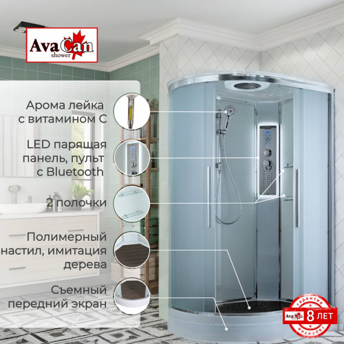 Душевая кабина AvaCan EM EM2912RLED 120х90 асимметричная с крышей ориентация правая - фото 2 Душевая кабина AvaCan EM EM2912RLED 120х90 асимметричная с крышей ориентация правая - фото 2