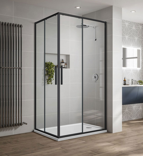 Душевой уголок Vincea Slim-U VSS-2SU8010CLB 100х80 стекло прозрачное профиль черный