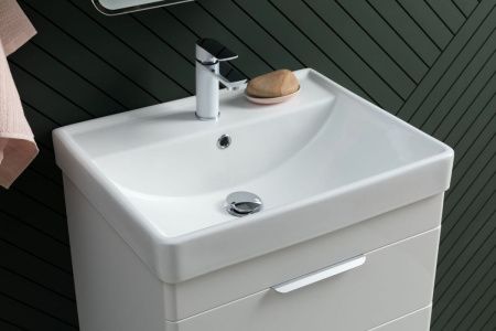 Раковина керамическая Aquanet Ирис 00301803 60х50 полувстраиваемая цвет белый 1 отверстие под смеситель