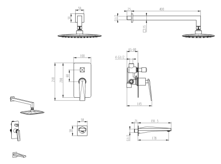 Душевая система Boheme Venturo 384-2 встраиваемая в стену цвет золото