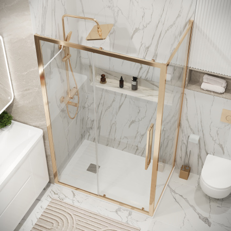 Душевая перегородка Grossman Cosmo 200.K33.02.70.32.00 70х195 стекло прозрачное профиль золото глянцевое