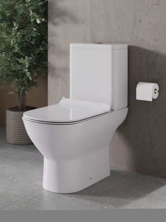 Унитаз напольный с бачком Agger AT03000 белый с сиденьем микролифт безободковый смыв торнадо