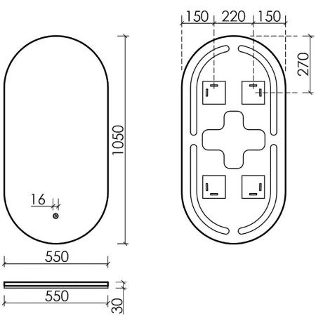Зеркало с подсветкой Sancos Oval OV55C 60х90 подвесное
