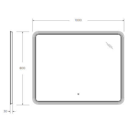 Зеркало с подсветкой Cezares DUET CZR-SPC-DUET-1000-800-LED-TCH 100х80 подвесное