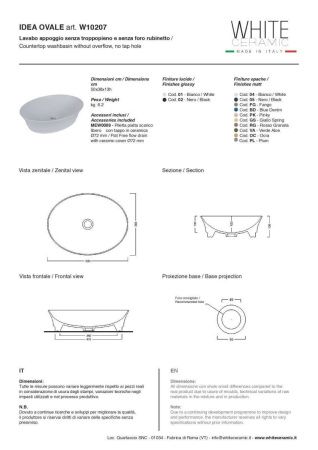 Раковина керамическая White Ceramic Idea W1020701 50х40 накладная цвет белый