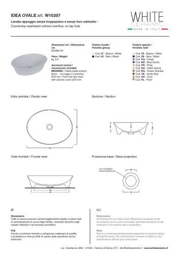 Раковина White Ceramic Idea 50 см W1020705 накладная цвет черный матовый - фото 2