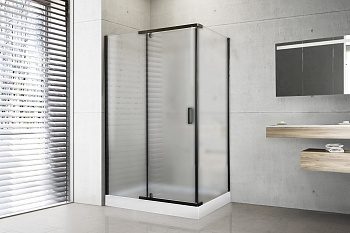 Душевой уголок Royal Bath HPV RB8140HPV-C-BL 140х80 стекло матовое профиль черный с поддоном Душевой уголок Royal Bath HPV RB8140HPV-C-BL 140х80 стекло матовое профиль черный с поддоном