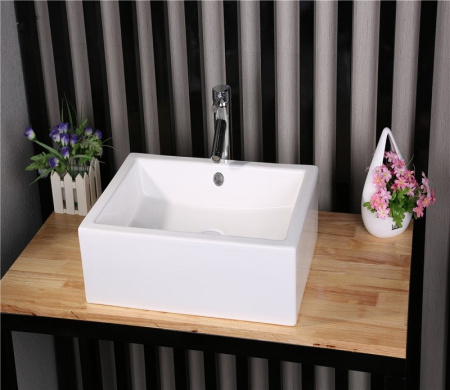 Раковина из санфаянса CeramaLux 9129 51х37 накладная цвет белый 1 отверстие под смеситель