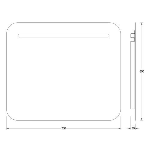 Зеркало со встроенным LED-светильником Evoform Ledline BY 2144 70х60 - фото 2