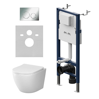 Комплект унитаз с инсталляцией с клавишей смыва Am.Pm Like IS90151.801900 Комплект унитаз с инсталляцией с клавишей смыва Am.Pm Like IS90151.801900