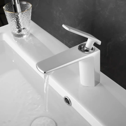 Смеситель Shevanik S8001F на раковину белый/хром - фото 4