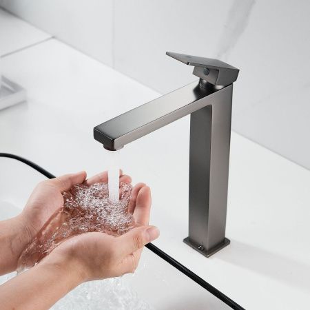 Смеситель для раковины Shevanik S9611T на столешницу оружейная сталь