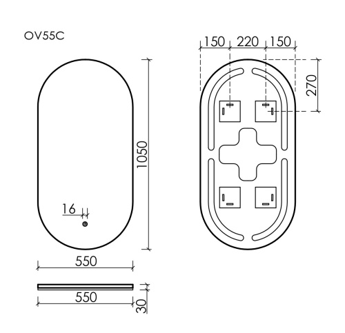 Зеркало Sancos Oval OV55C 55х90 настенное - фото 5