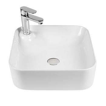 Раковина из сантехнического фарфора Bond Cube S04-430 43х43 накладная цвет белый глянцевый 1 отверстие под смеситель