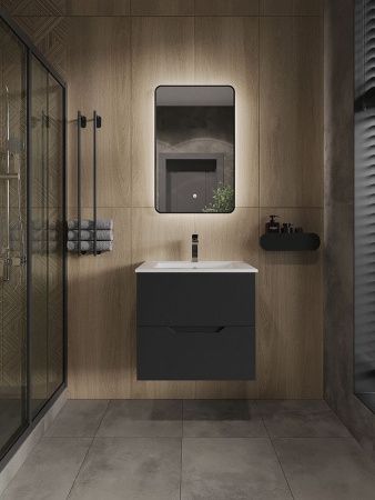 Тумба с раковиной Orange Line Li-60Tub+Ra 60х50 подвесная цвет черный