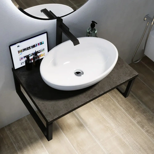 Столешница 1MarKa Grunge Loft У85836 80х48 накладная цвет бетон темно-серый - фото 4