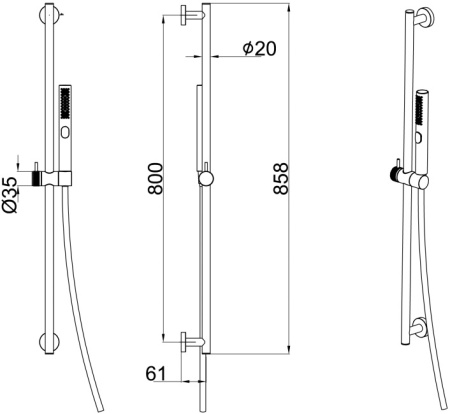 Душевой гарнитур Allen Brau Priority 5.31010-00 настенный хром