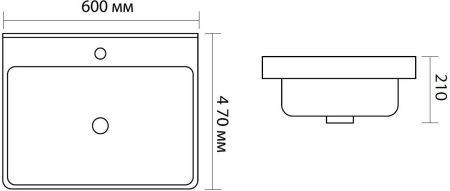 Раковина керамическая Aquanet Ирис 00329247 60х50 полувстраиваемая цвет черный 1 отверстие под смеситель