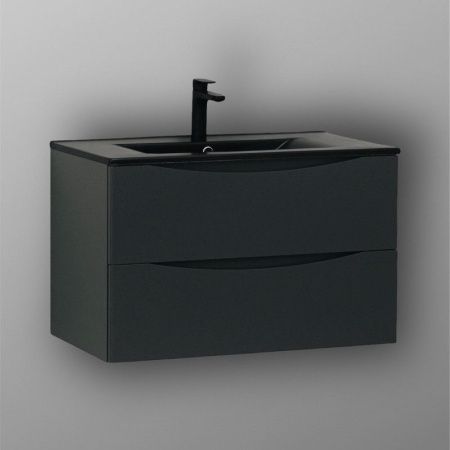 Раковина из сантехнического фарфора Bond Cube S05-808 80х50 встраиваемая цвет черный 1 отверстие под смеситель