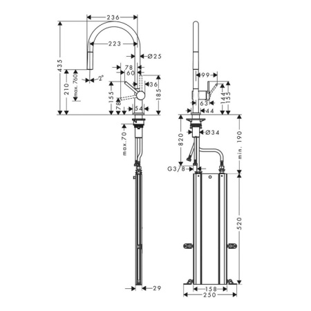 Смеситель для кухни Hansgrohe Talis M54 72803000 на мойку хром