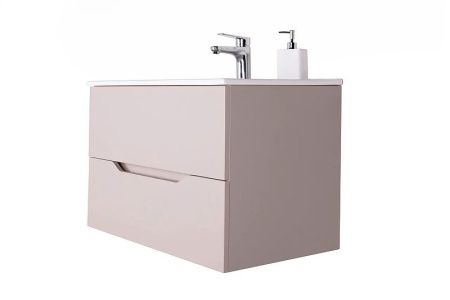 Тумба с раковиной Orange Line Li-100TuL+Ra 100х50 подвесная цвет бежевый