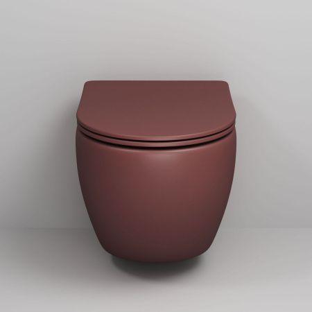 Унитаз подвесной Grossman Color GR-4455VIMS бордовый с сиденьем безободковый каскадный смыв