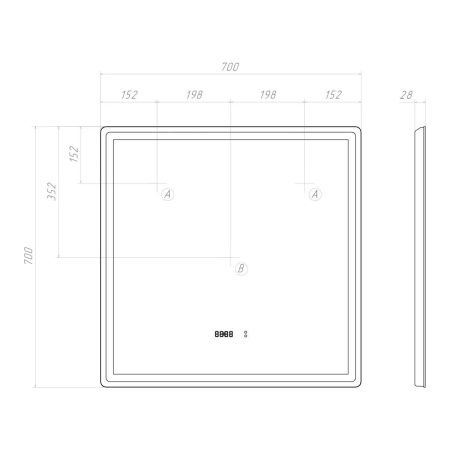 Зеркало с подсветкой Vigo Geometry Luxe 209 70х70