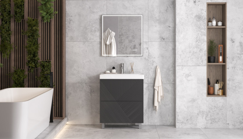 Тумба под раковину Velvex EDGE tn.EDG.9696.70.2Y графит 68х39х80 напольная цвет графит - фото 5