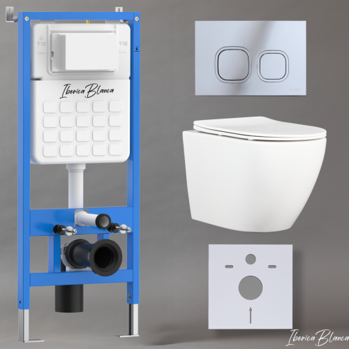 Комплект унитаз с инталляцией и клавишей смыва Iberica Blanca BILBAO ALTO IB001.BLA.234.833 - фото 2