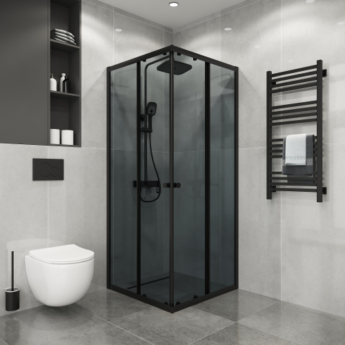 Душевой уголок Niagara Eco NG-1008-14QT 78х78 стекло тонированное профиль черный матовый - фото 3