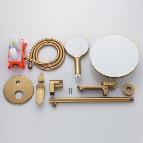 Душевая система Shevanik S4335G встраиваемая в стену цвет золотой сатин - фото 4