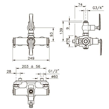 Смеситель для душа Nicolazzi Termostatico 4917BZ69 настенный бронза с термостатом