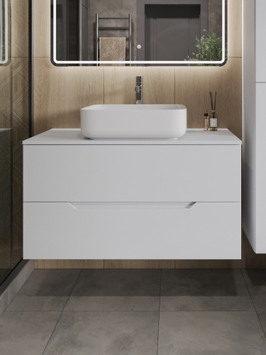 Тумба с раковиной Orange Line Li-100TuwMDF+B05-500W 101х46х68 - фото 3