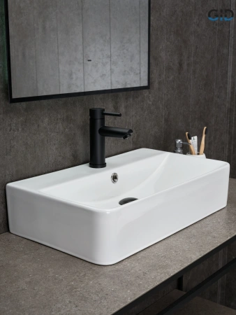 Раковина керамическая Gid Geométrico 51226 60х40 накладная цвет белый 1 отверстие под смеситель