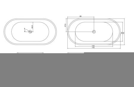 Ванна акриловая Cerutti SPA CT10879 170х75 отдельностоящая овальная с ножками
