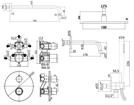 Душевая система Paffoni Light KITLIQ019NO045KING встраиваемая в стену цвет черный с термостатом