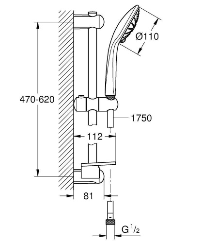 Душевой гарнитур Grohe Euphoria 27243001 настенный хром - фото 3