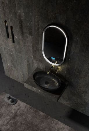 Раковина карбоновая Abber KARBON AK2041 60х40 накладная цвет черный без отверстий под смеситель