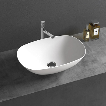 Раковина из искусственного камня Vincea VBS-6T12MW 54х36 накладная цвет белый матовый без отверстий под смеситель