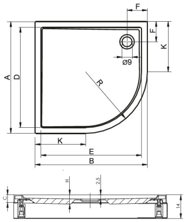 Душевой поддон Riho DAVOS D002020005 100х100 акрил белый с ножками